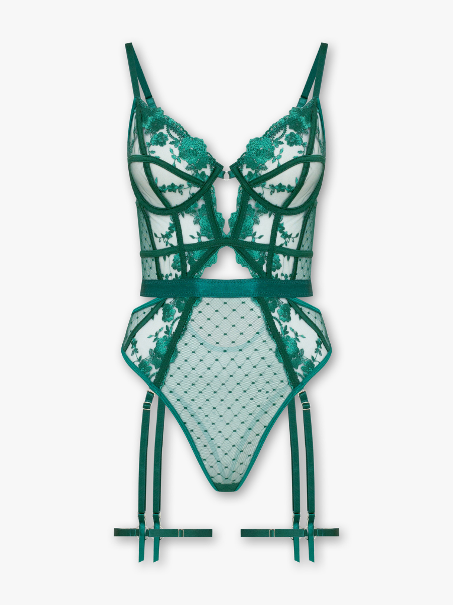 Tania | Body de lencería verde